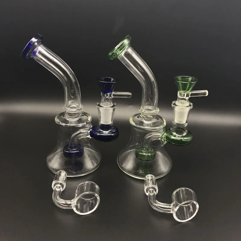 Glass Bongs Oil Rigs With Free 2mmXL Thick Quartz Banger Nail 6 inch Female 14mm Beaker Bong Dab Rigs Water Pipes