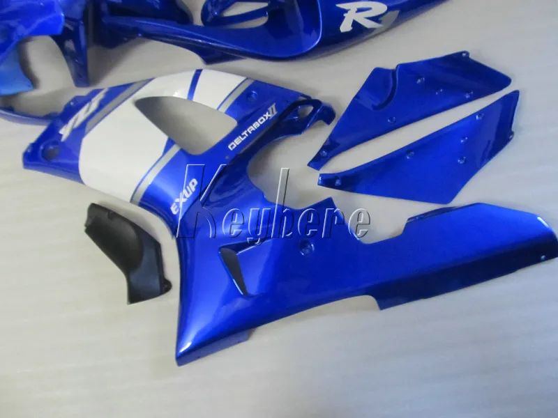 Bezpłatne Dostosuj części Body Parts Fouring Kit dla Yamaha YZFR1 00 01 Blue White Wishing Set YZF R1 2000 2001 IT38
