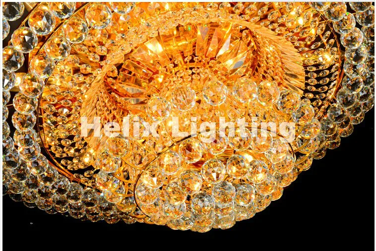 Gratis verzending Moderne Crystal Traditioneel Gouden Woonkamer Lamp Moderne Slaapkamer Lamp LED AC Plafondlamp D80CM