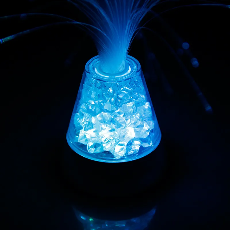 ナイトライト溶岩ランプ光ファイバーランプ色の変化クリスタルベース4色13インチムードノベルティ