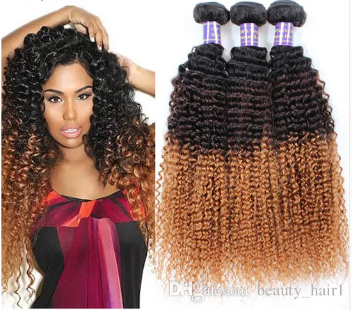 Beaty capelli ombre brasiliane ricci vergini ombre bagnate e ondulate vergine bicolore tessuto umano Tissage bresilien 3,4,5 pz/lotto