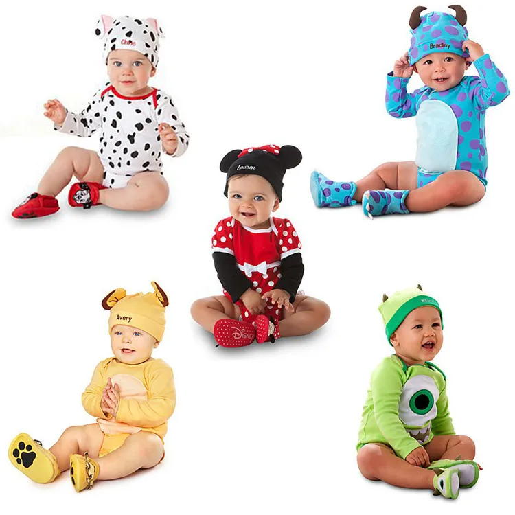Cartoon Styles Baby Rompers Hat Newborn Cute Animal Baby Boys Girls Cotton Jumpsuits Fantasia Infantil Babies Clothes
