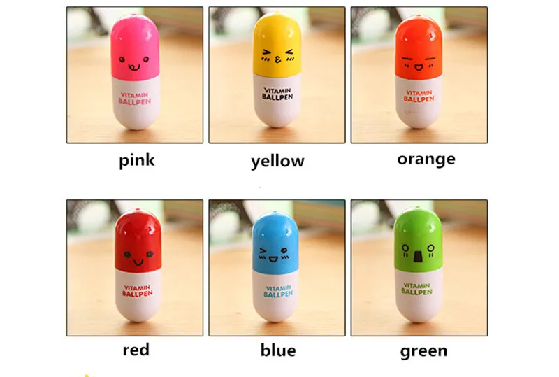 Creative Retractable Ball point pen cartoon Telescopic face Capsule pills cute Ballpoint Pen for kids gift5239053