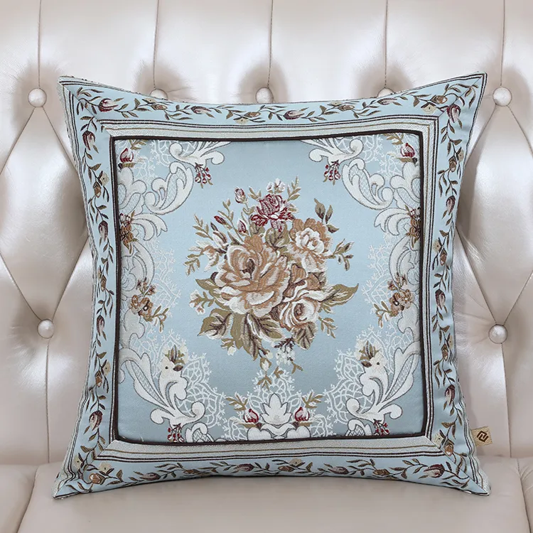 Multi Storlek Europe Style Cushion Pillow Cover för soffa Sittstol Bil Ländrygg Back Kudde Handikraft Real Silk Brocade Pillowcase Heminredning