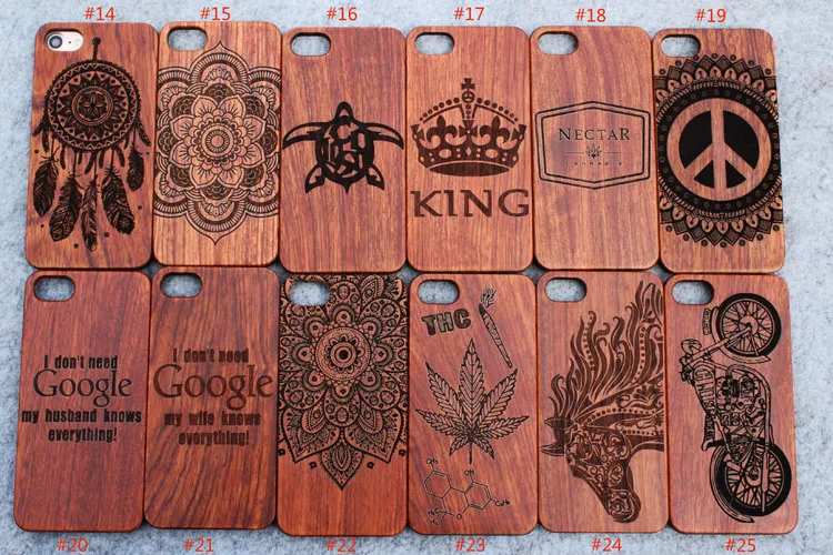 Cas en bois gravés par laser faits sur commande de caisse de téléphone en bois pour Iphone 5s 6 6s plus 7 7plus Samsung Galaxy S5 S6 Edege