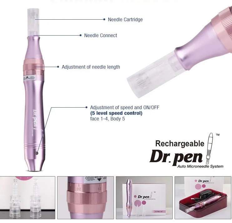 Melhor Derma Roller Pen Microneedling Pen Derma recarregável Derma Microneedle Dr. Pen Com Needle cartuchos para Cicatriz Remoção