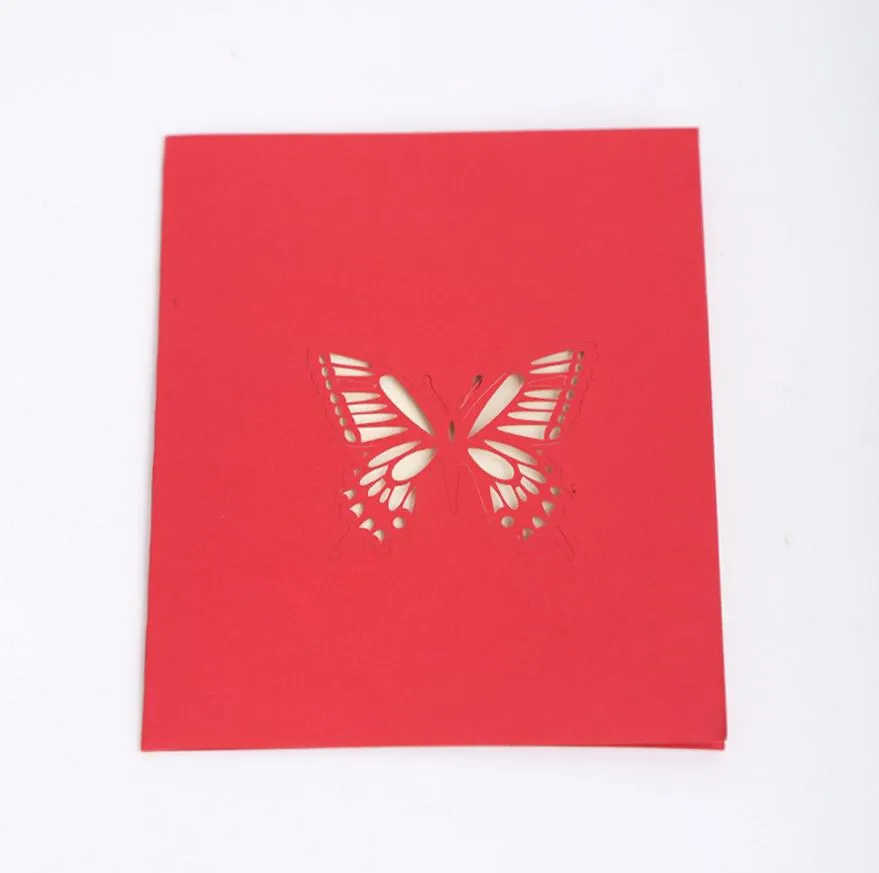 Hollow Butterfly ręcznie robiony Kirigami Origami 3D Pop -Up Cining Cards Zaproszenie na wesele przyjęcie urodzinowe Prezent1625861