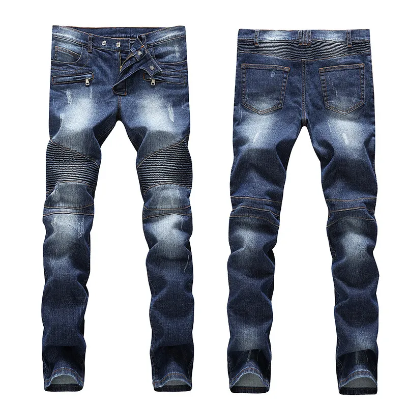 Jeans strappati strappati da uomo di moda Famoso designer di moda cool Slim motociclista da motociclista Pantaloni di jeans causali Jeans da passerella205t