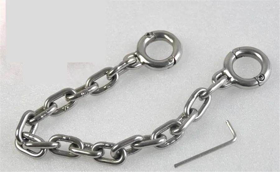 Mais recente Masculino Feminino Aço Inoxidável Bondage Toe Cuff Fetter Shackles Restraint Chain Locking Device Adulto BDSM Produto Sexo Toy2575322