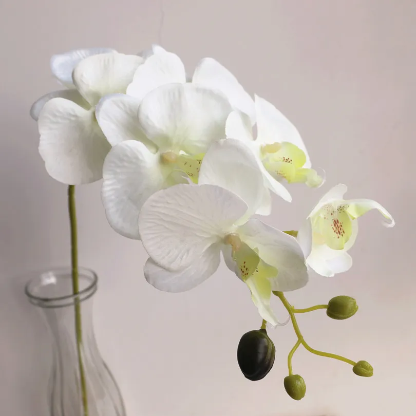 HEIßE Einzelstiel-Orchidee, 78 cm/30,71 Zoll Länge, 18 Stück, künstliche Blumen, Mini-Phalaenopsis-Schmetterlingsorchideen für Zuhause, Weihnachten, Schaufensterdekoration