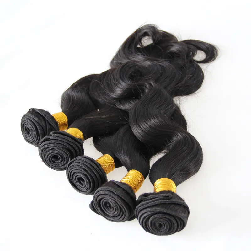 Remy Cheveux Bundles 100% de Tissage de Cheveux Humains Naturel Noir Couleur 5 pcs Extensions de Cheveux Humains Weave Bundles Couleur Naturelle Peut Être Teint