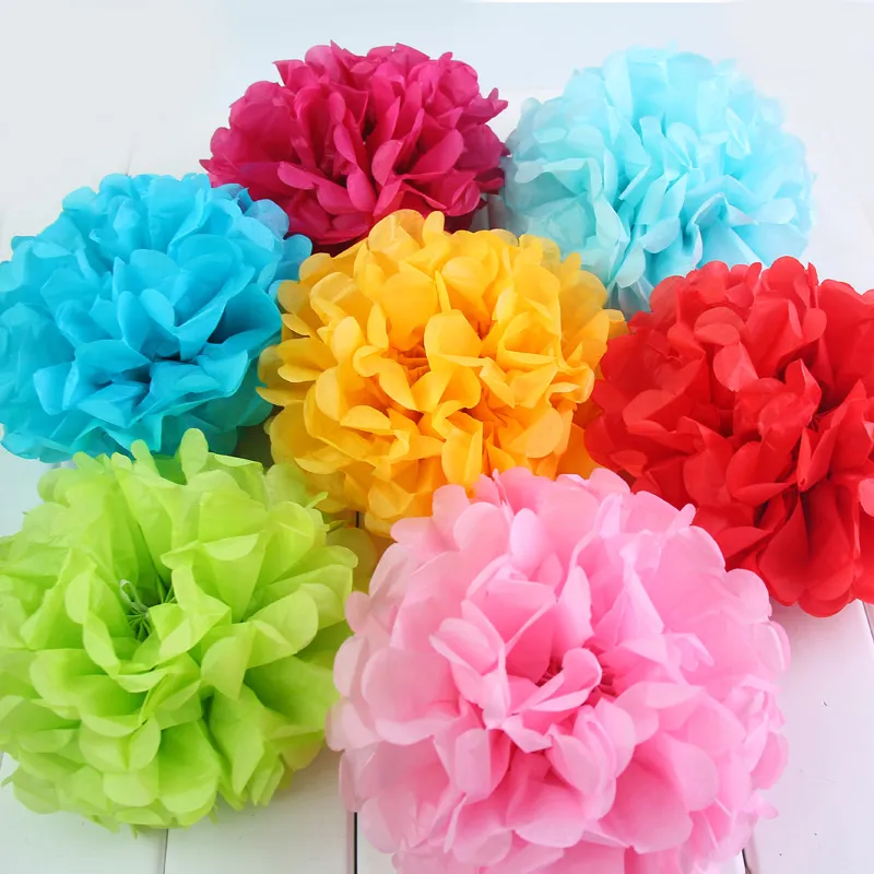 8 tums pompetissue papper pom poms blomma kyssande bollar bröllopsfest dusch dekoration (20cm) 20st / lot mutil färger