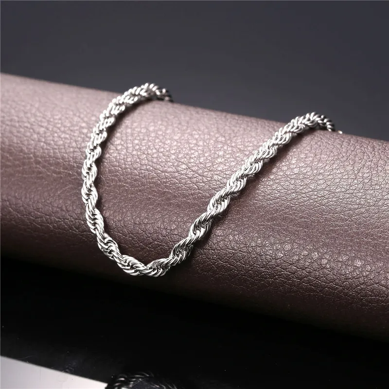 18K Real Gold Plated Stainless Steel Rope Chain Necklace for Men Gold Chains Fashion Jewelry Gift