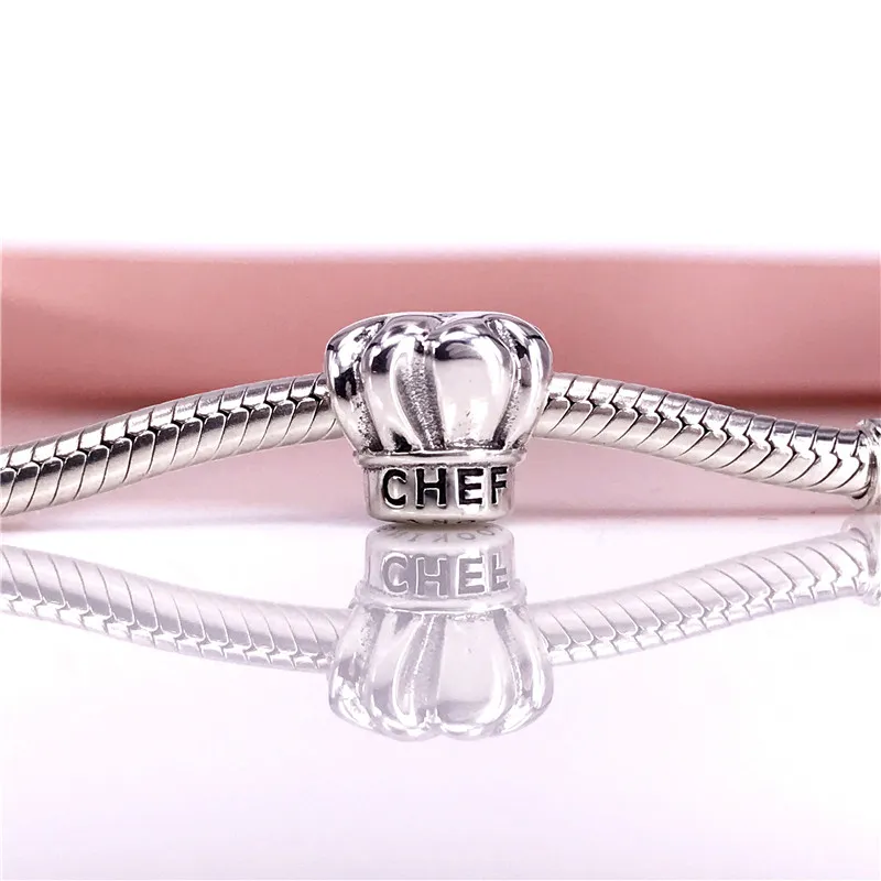 Chefs Hat Silver Charm Fit For Bracelet 925 Sterling Silver Snake Chain Bracelet And Necklace Wholesale DIY Fashion Jewelry 791500