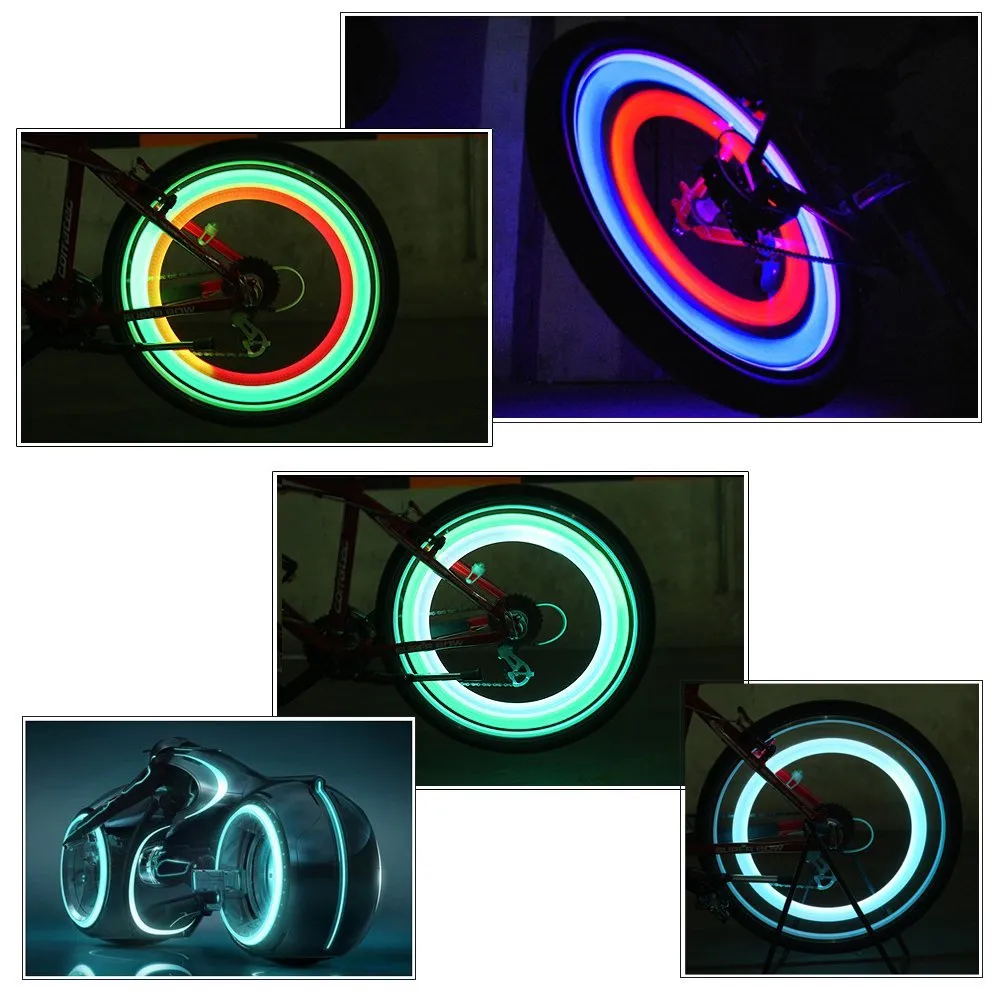 Lumières de roue de vélo, rayons LED néon, lampe Flash, ampoule rouge bleu vert et multicolore, utilisées pour la sécurité et l'avertissement, 20 pièces