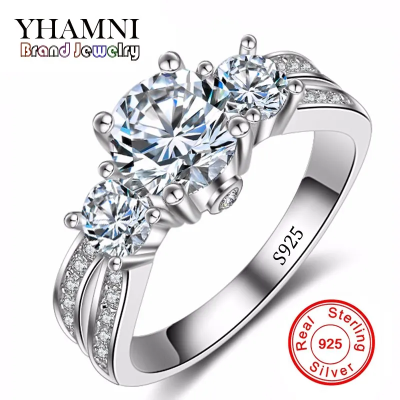 Fine Jewelry Ring Silver Real 925 Sterling Silver Wedding Rings Set 1 Carat SONA CZ Diamant Engagement Rings For Women RX036