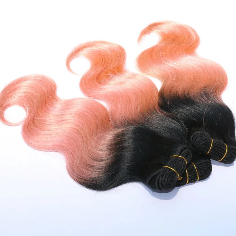 Peruaanse Body Wave Ombre Hair Extensions 8A Rose Gold Weave 3 Stks Peerless Virgin Hair Pelucas Beste kwaliteit Rose Gold Menselijk Haarbundels