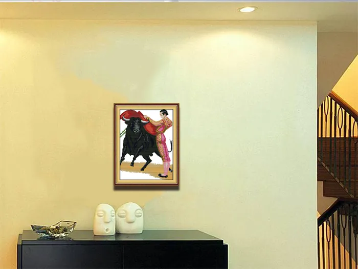 Pintura de decoración del hogar diy de torero español, lienzo impreso con cuentas de 11CT DMC, kits de punto de cruz, juego de costura de 14CT
