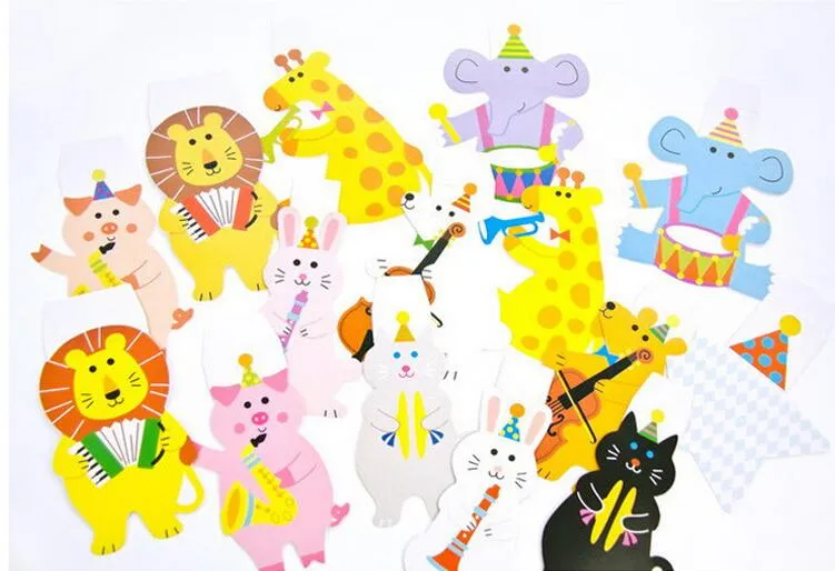 Nuovo arriva 15 Pz / pacco 2 M Famiglia felice Baby Shower Cartone animato Ghirlanda di animali Bandiere di carta a righe Banner Decor Forniture feste di compleanno bambini