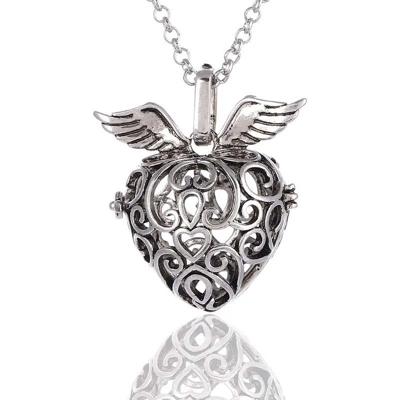 Coeur fraise son perle cage médaillons pendentif colliers ouverture flottant son perle médaillon collier pour femme enceinte bijoux