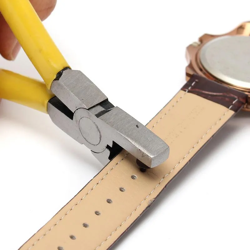 Grosses soldes!!! Montre jaune pour bracelet, lien de ceinture, poinçon de trou, pince à œillet, outil de réparation manuel du cuir, excellente qualité