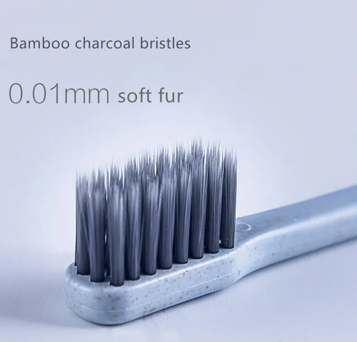 Nova palha de trigo Japonês pequeno cabeça escova de dentes de bambu ambiental carvão limpo escova de dentes casal escova de dentes portátil