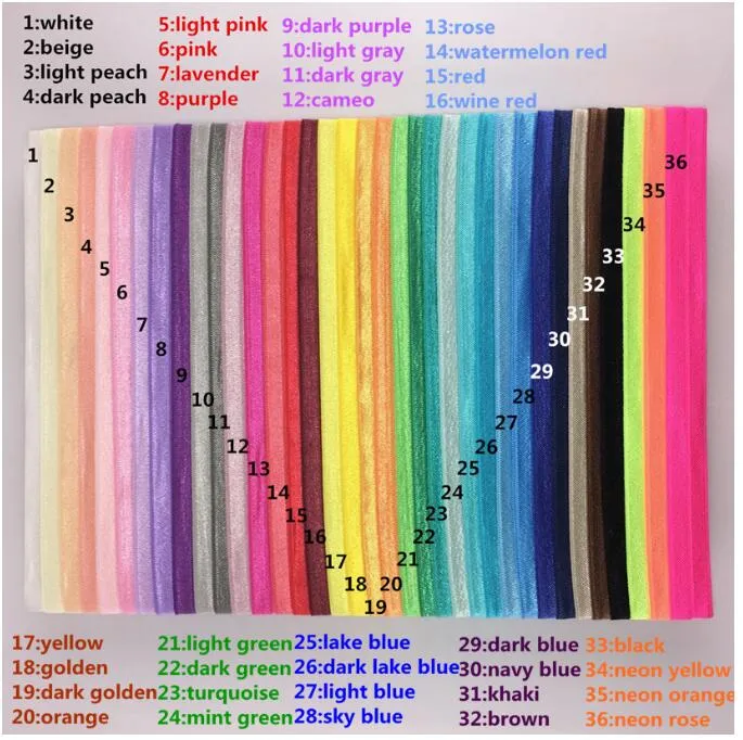 Frete Grátis Rainbow Elastic Headbands Do Bebê Meninas DIY Hair Band Acessórios 35 Cor para Escolher 1.5 cm de largura 36 cm tamanho