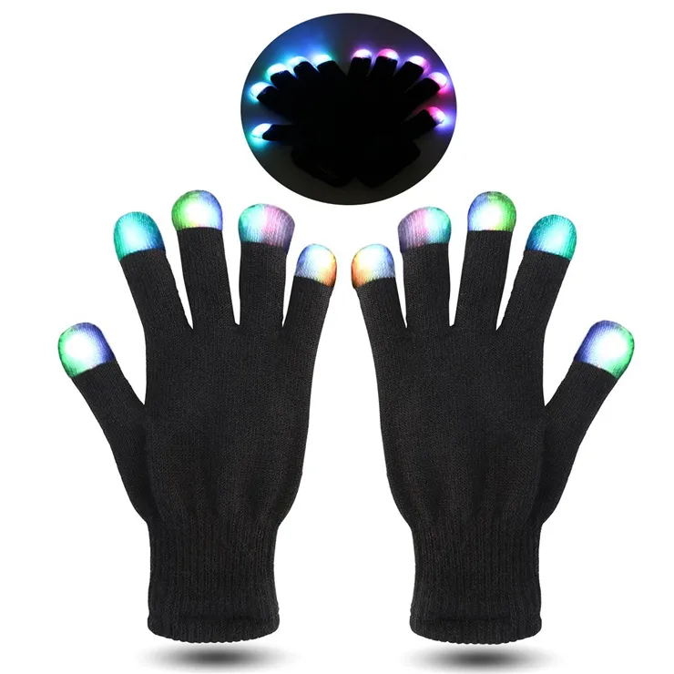 Светодиодные светильники светодиодные перчатки освещают перчатки 3 цвета 6 режимов мигающие пальчивые перчатки для рождественской вечеринки Dance2032450