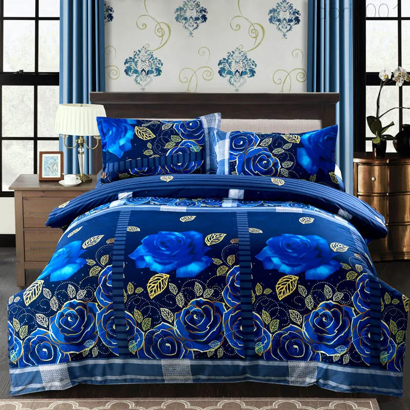 Wholesale  - ホームテキスタイル厚く1.6kg寝具セットコットンコットンリアクタリプリントには、布団カバー、ベッドシート、ピローケースがあります
