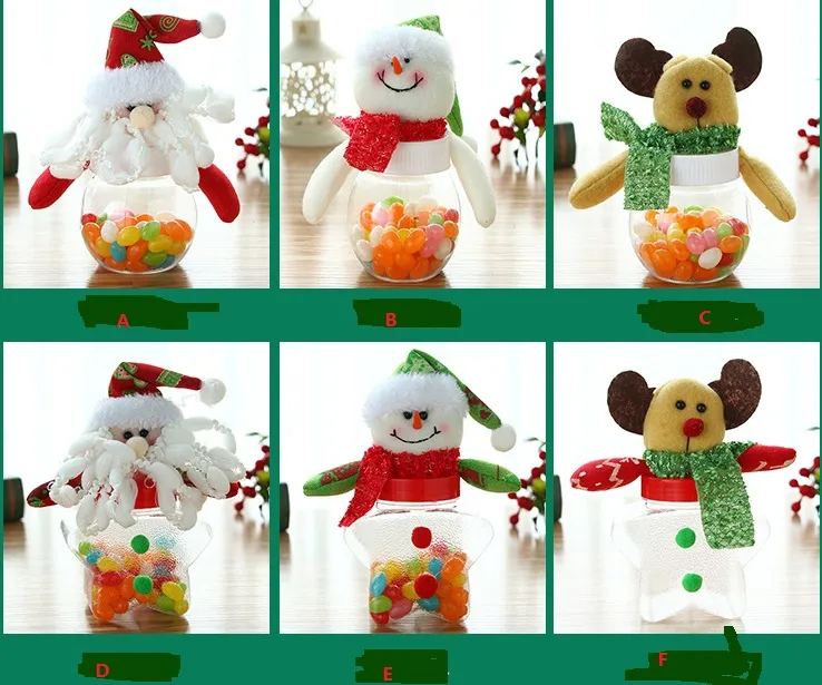 Boîte de bonbons de Noël Xmas Elk Santa Snowman Bear Dolls Topper Clear Sweet Boxes Container Kids Festive New Year Gift Wrap décor de fête