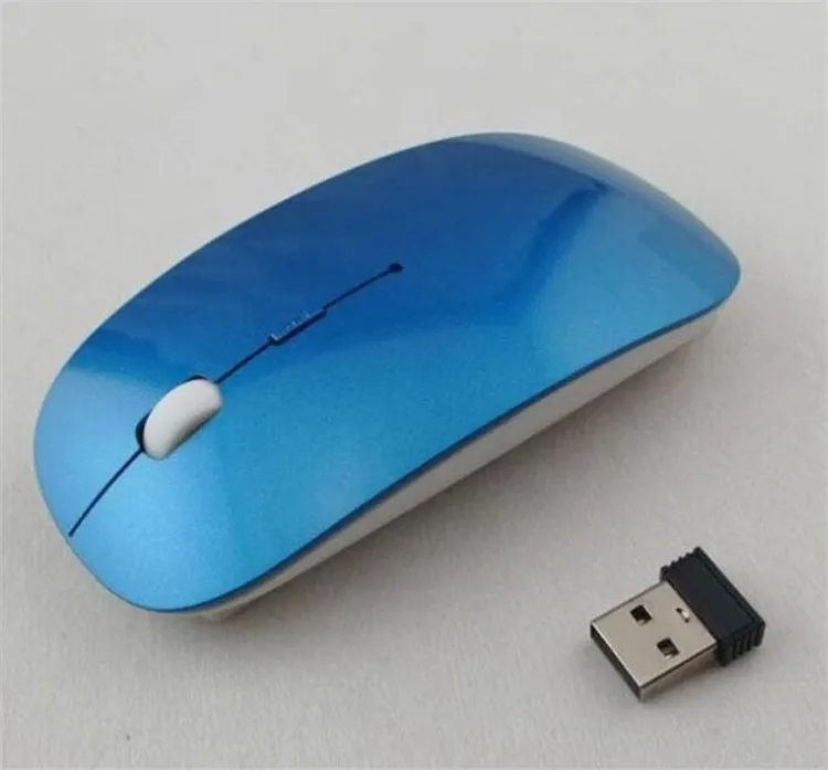 Neuer Stil Süßigkeiten Farbe Ultra dünne drahtlose Mäuse Maus und Empfänger 24G USB optisch farbenfrohes Angebot Computer Maus8927714