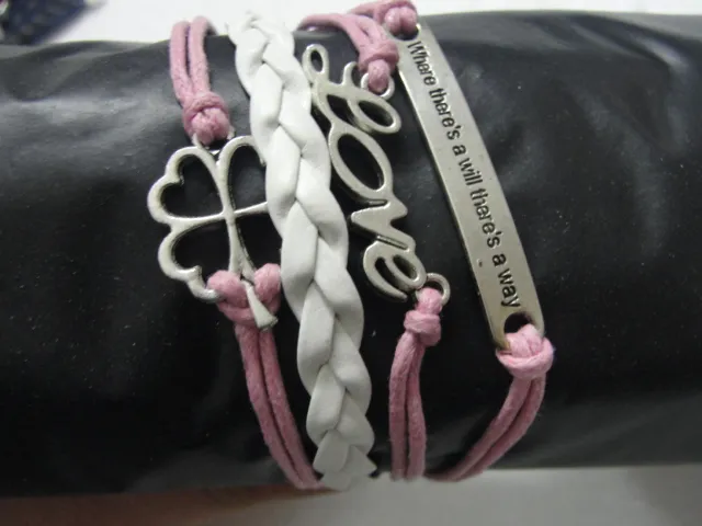 Random Multi style Leather Bracelet Infinity Cross Anchor Love Heart Owl Believe Pearl Charm Couple Bracelet