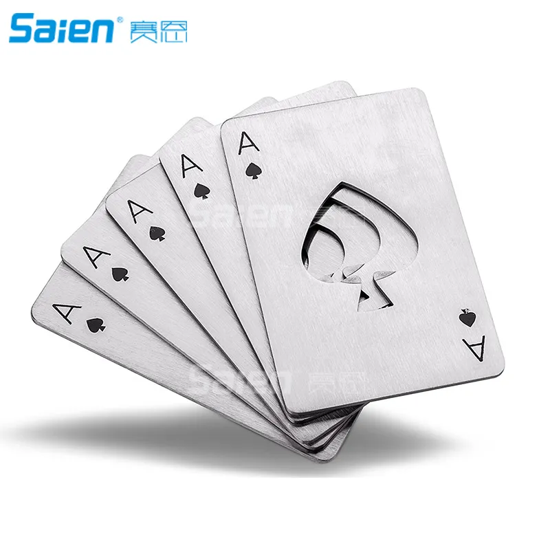 Bar Tool Fles Soda Beer Cap Opener Cadeau Playing Ace of Spades Poker Credit Card Size Casino