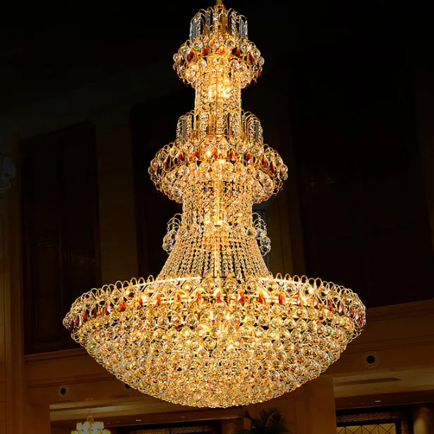 Guldkristall ljuskronor LED-lampa Modern Crystal Chandelier Lights Fixture Hotel Club Home Inomhusbelysning Hängande lampor AC90V-260V