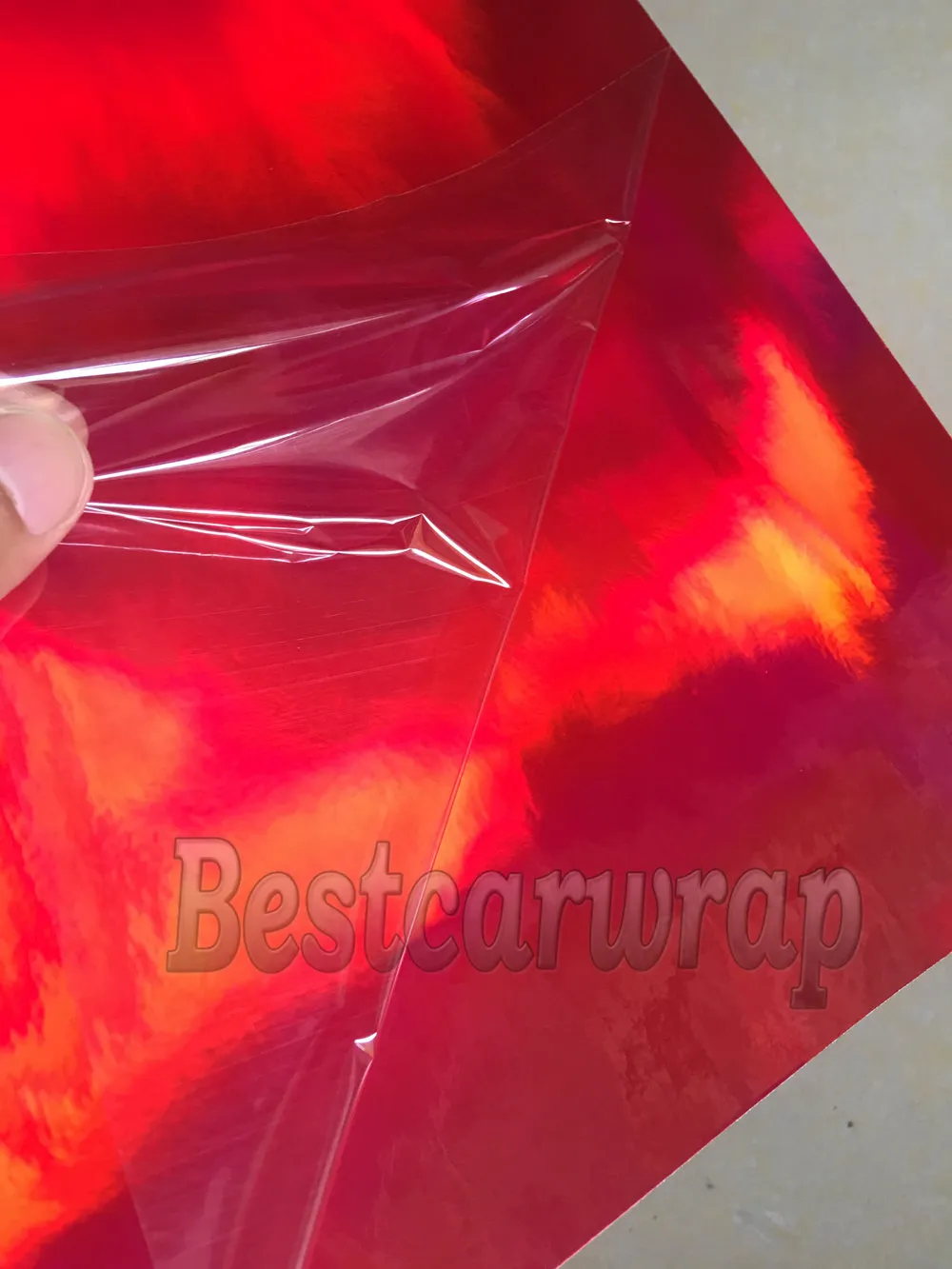 Czerwony chromowany holograficzny folia winylowa do okładek zawijania samochodu z pęcherzykiem powietrza wolna tęczowa tęczowa chromowana folia 1,52x20m/rolka 5x67 stóp