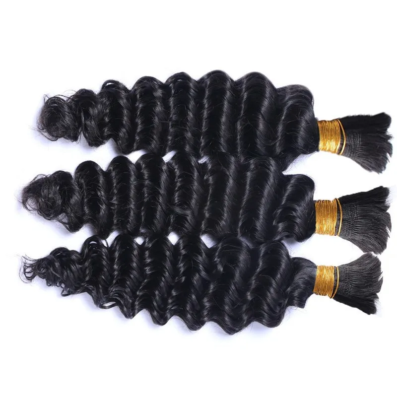 Top A Braiding Hair Bulk Deep Wave Bulk Hair for Micro Braids on Full Head 3 Bundles free DHL