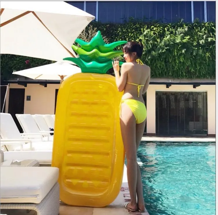 Hete opblaasbare zwembad 71 inch 180 cm ananas lucht matras fruit bal eiland vakantie opblaasbare zwemmen ring zwembad float water spelen speelgoed