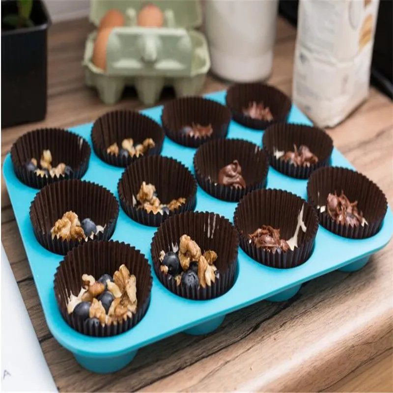 Siliconenmuffin pannen niet -stickbakware voor muffins cupcakes 12 kopjes mold67412886733962