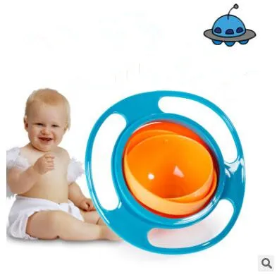 Baby Bowl 360 Rotera Universal Gyro Spill-Proof Bowl Ny Baby UFO Topp Skål Rätter Högkvalitativa Barn Foder Leksaker Rätter Rolig Gift J441