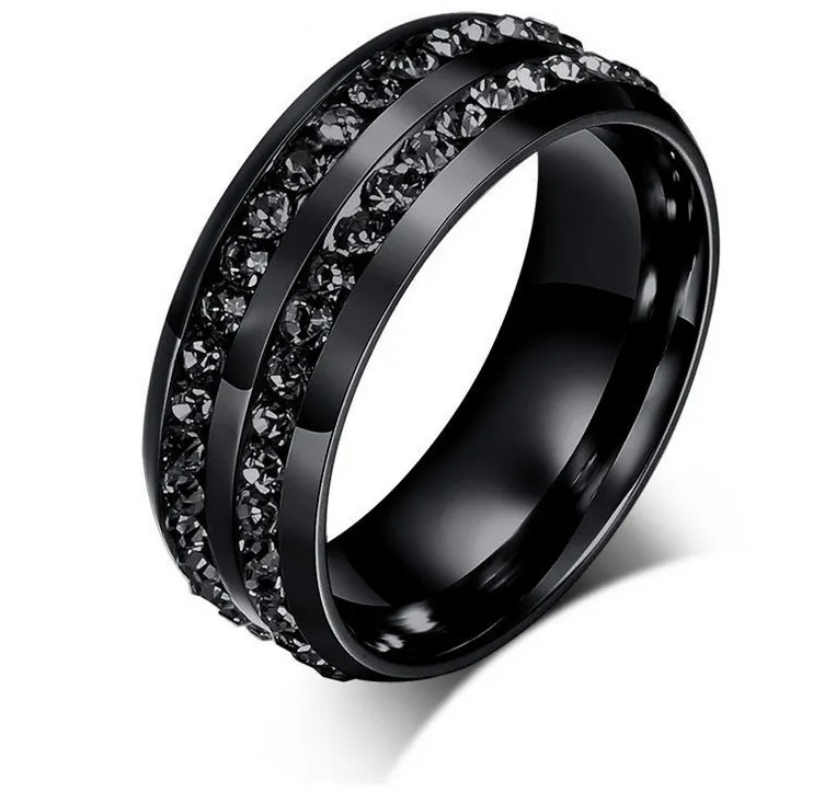 Chroma cocktail ring, Black, Ruthenium plated | Swarovski