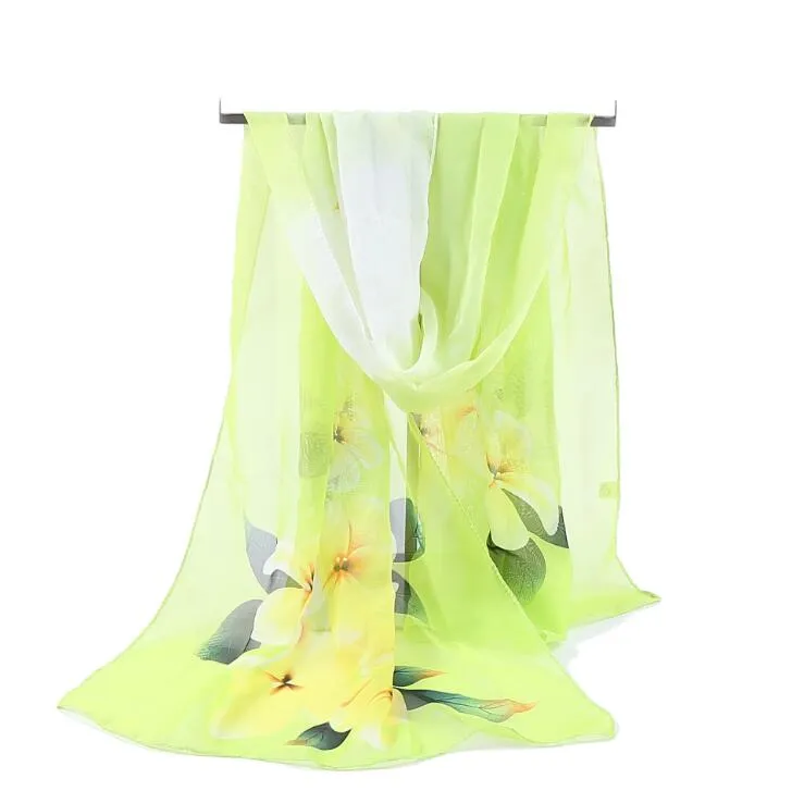 Factory Wholesale Fashion flowers Peacock Beach scarf chiffon georgette silk scarf women's spring and autumn beach scarf Wrap Swhal 160*50cm