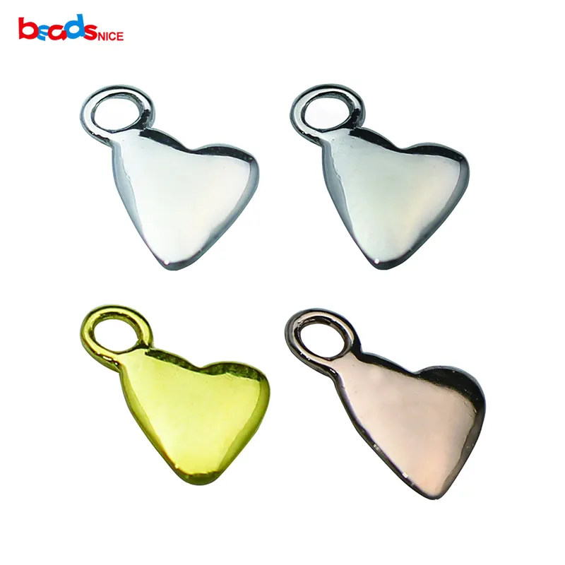 Beadsnice Solid 925 Sterling Silver Pendant Jewellery disc heart stamp 9X8x1mm Women Necklace with Pendants Charm ID30482