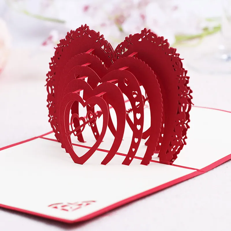 cartes de voeux cartes de mariage cartes pop up carte de voeux de félicitations carte faite à la main carte de Saint Valentin avec enveloppe