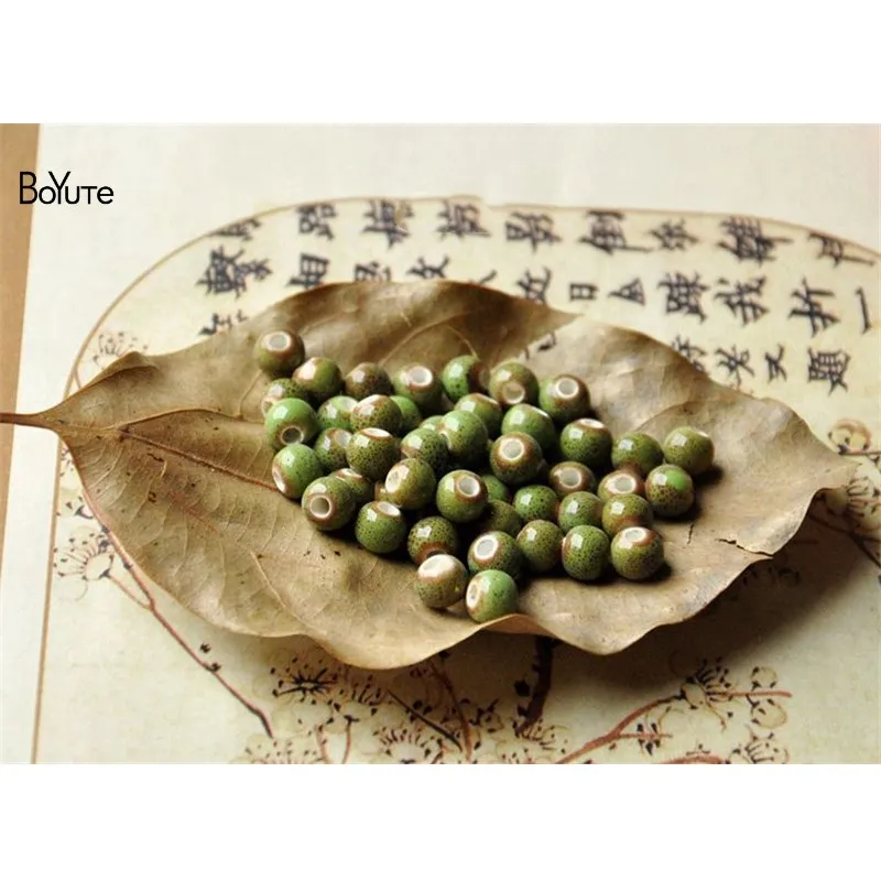 BOYAUTE 6mm Perles de céramique à la main en gros Porcelaine de bricolage Beads Bijoux Fabrication en 6 couleurs Perles de forme ronde