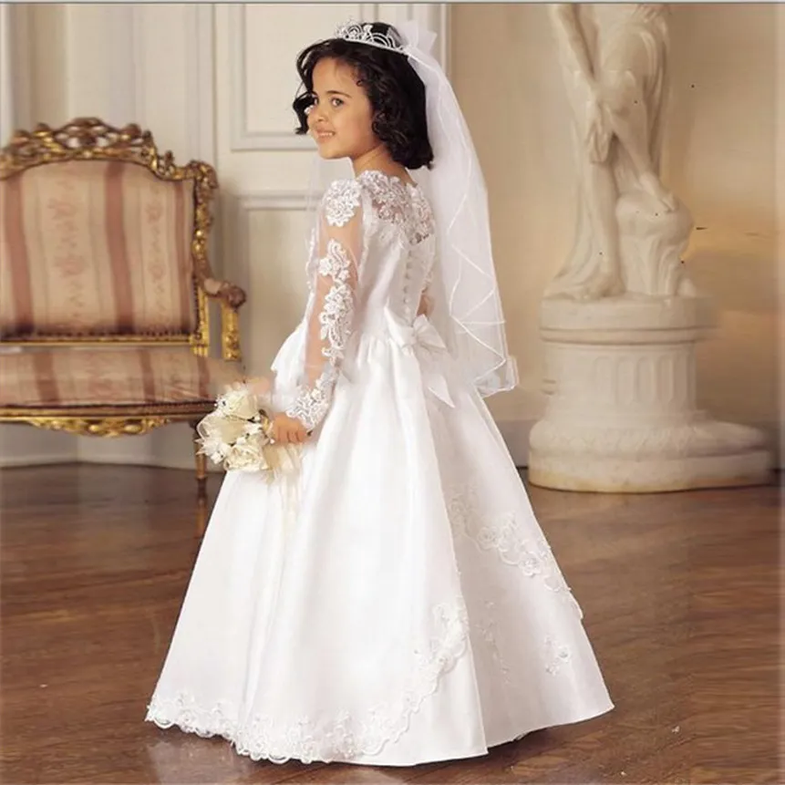 White Lace Applique A Line Wedding Flower Dresses... From Veralove999,  $66.38 | DHgate.Com
