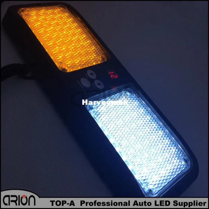 Super Bright Amber / White Auto Truck Noodsituatie 86 LED Strobe Light / Visor Light / Waarschuwing Politie Licht Lamp Wit + Amber Geel