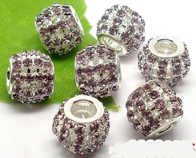 mode creux argent plaqué mixte strass métal perles pour la fabrication de bijoux bricolage perles pour Bracelet en gros en vrac bas prix