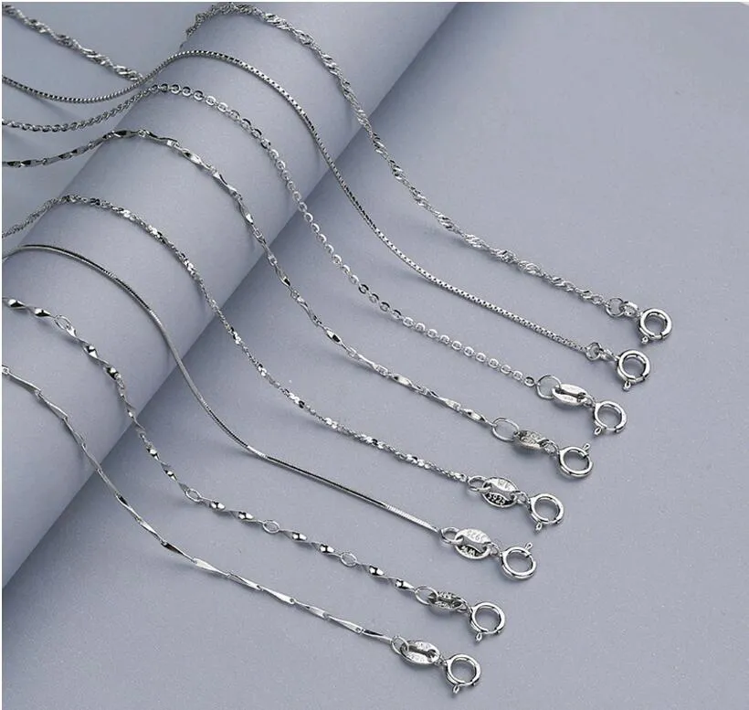 Solid 925 Sterling Silver Snake Box Link Chain Lobster Clasp ketting Fit hanger in bulk groothandel 18inch