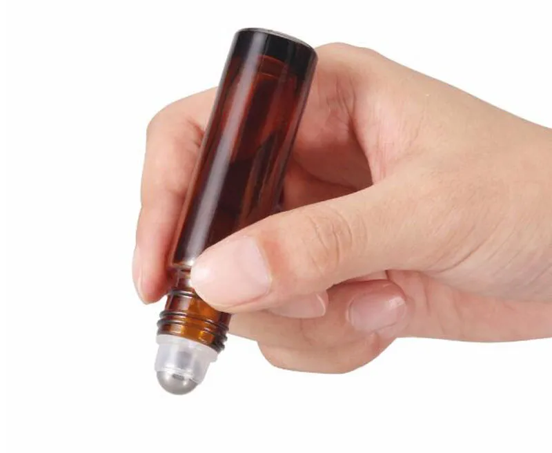 Hot Selling Perfume Roller Bottles Essential Oil Empty Amber Bottle 10ml Roll-On Sample Glass Bottles With Metal Roller Ball