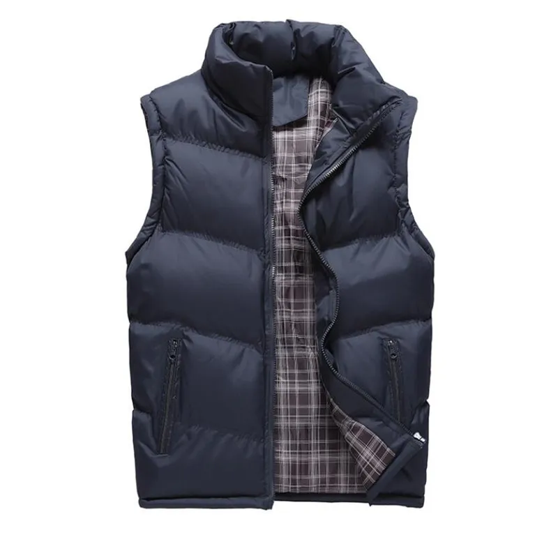 Wholesale- New Brand Mens Vest Jacket Sleeveless Veste Homme Autumn Winter Fashion Casual Coats Male Cotton Men's Vest Thick Waistcoat 4XL